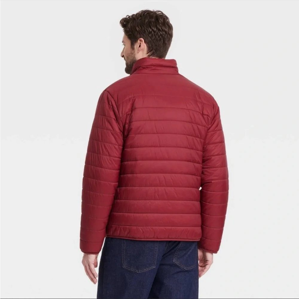 Goodfellow & Co Lightweight Puffer Jacket S Maroon - Picture 3 of 4